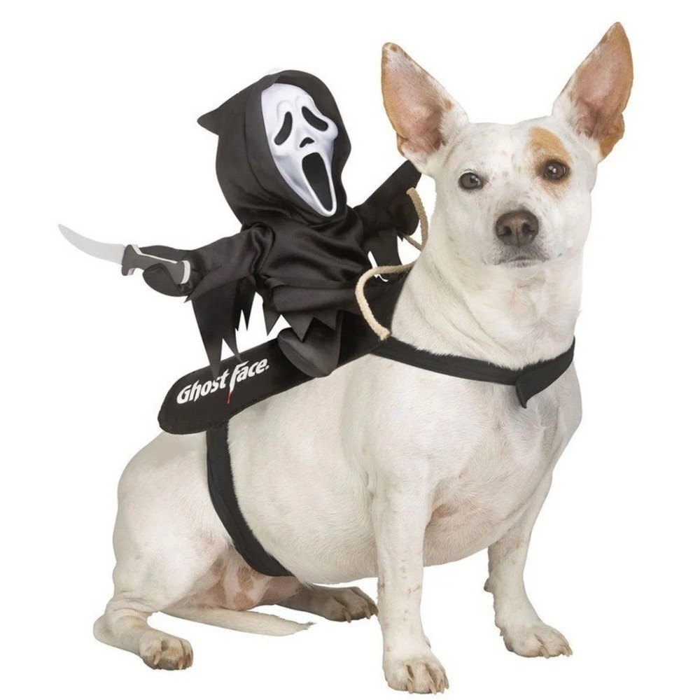 Fun World Ghost Face Scream Pet Costume L/XL Halloween Dog Saddle 98115